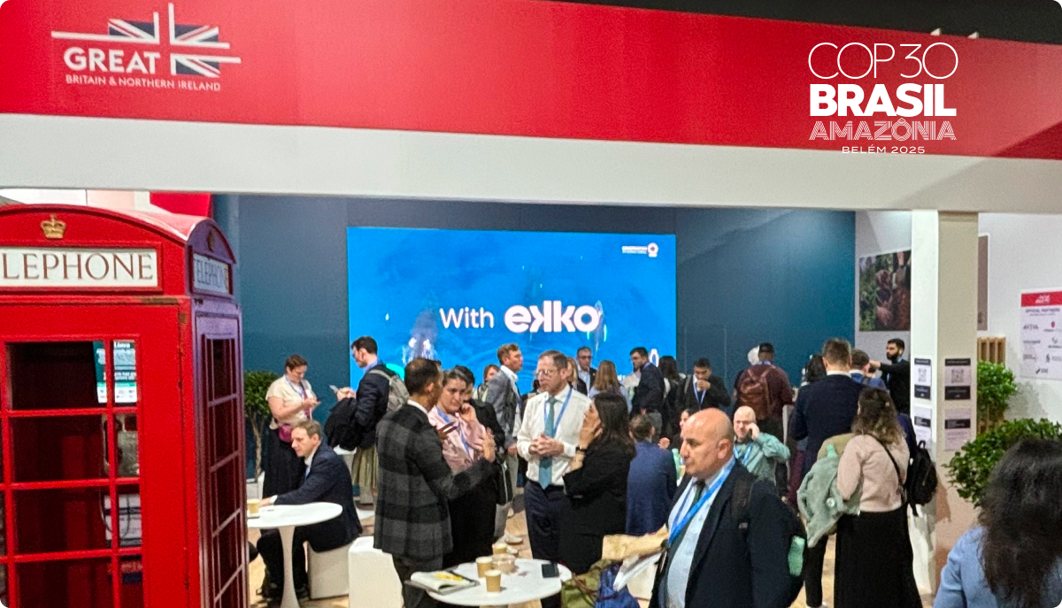 Photo of ekko showcased on the UK Pavilion at COP30 in Belem, Brazil
